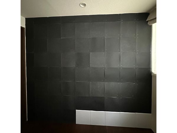 遮音シートを貼った様子
